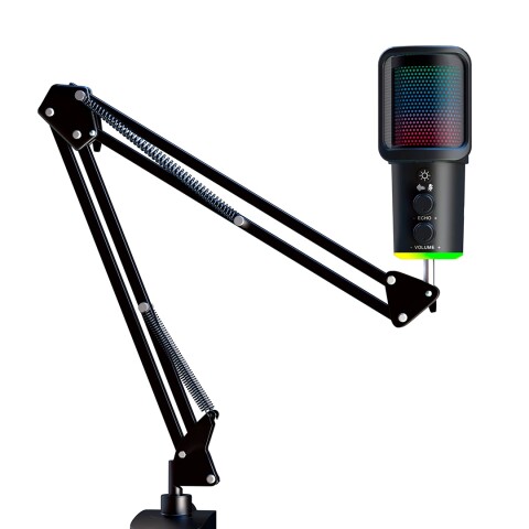 Micrófono RGB USB con Brazo Articulado Negro