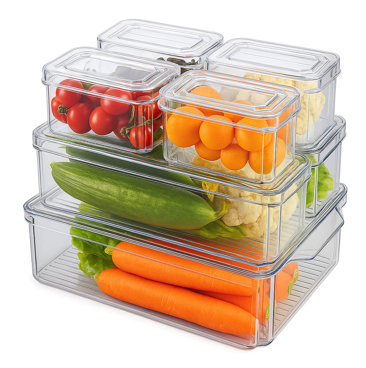 Juego de 7 Contenedores Recipientes Con Tapa Tarros Apilables Organizador IMBACK Blanco 