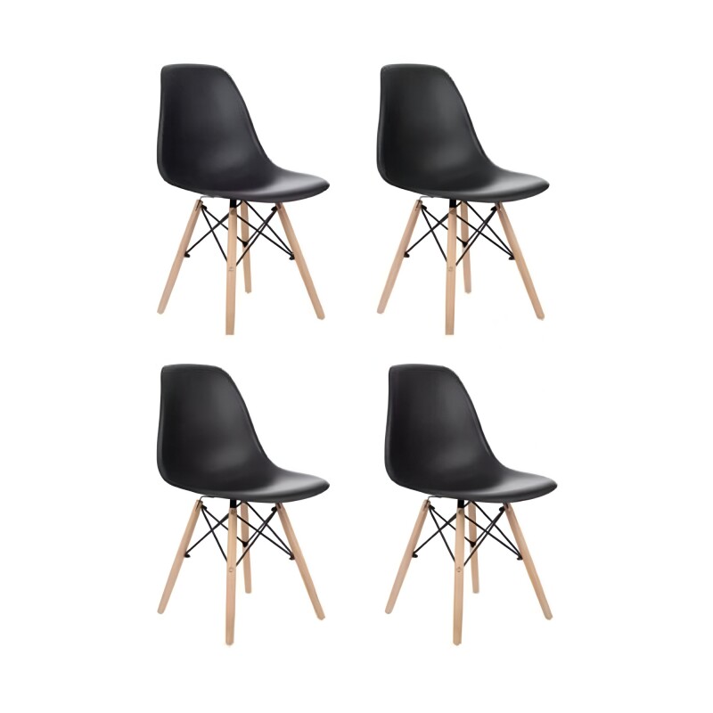 Pack 4 Sillas De Comedor Eames Lumax De Diseño Moderno Con Patas De Madera Negra