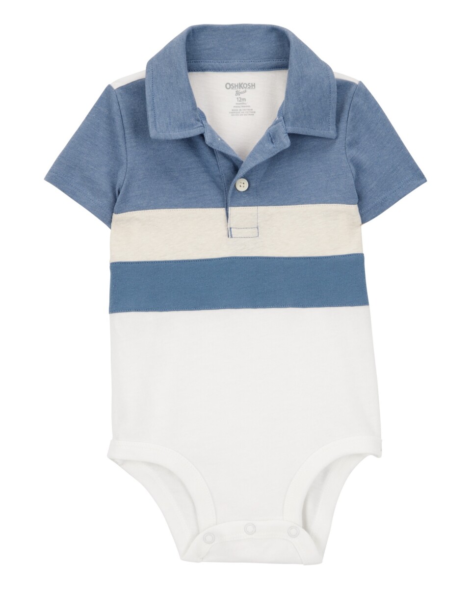 Body polo de algodón, diseño a rayas 