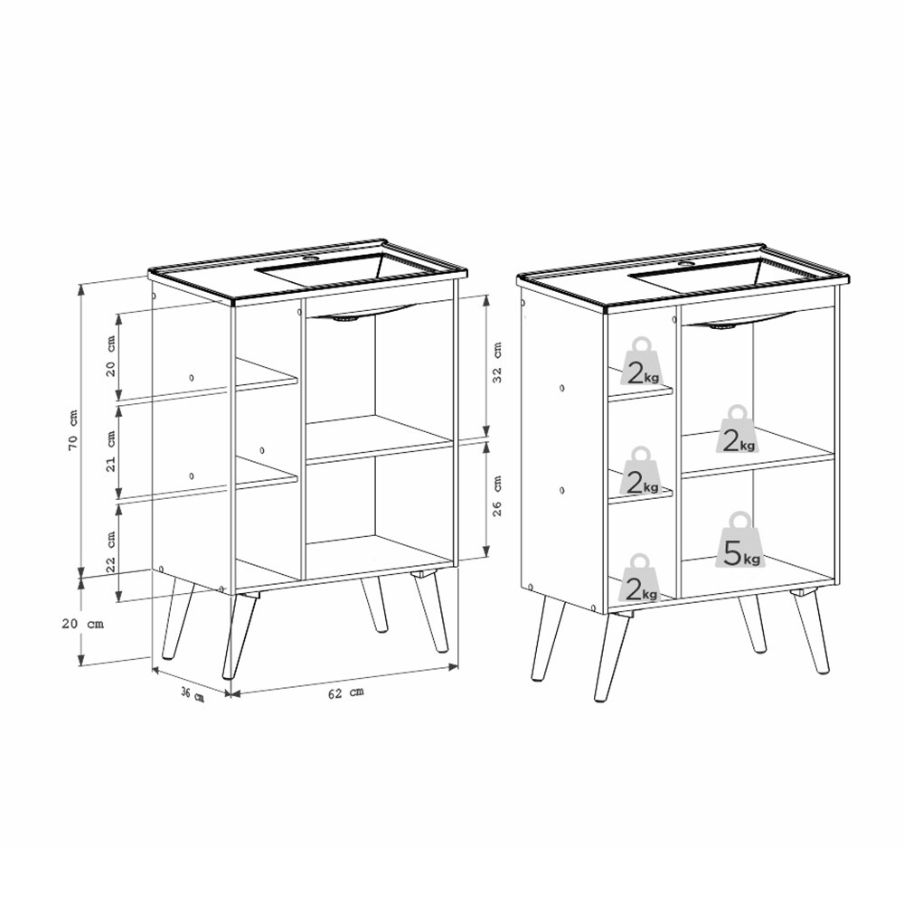 MUEBLE BAÑO EN MADERA HORTENSIA BLANCO CON LAVAMANOS EN PATAS DE MADERA MACIZA Mueble Baño En Madera Hortensia Blanco Con Lavamanos En Patas De Madera Maciza