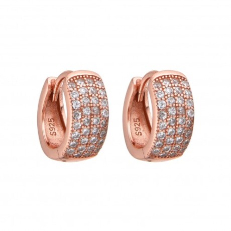 Par de aros de plata 925 con baño de oro rosado y circonias. Par de aros de plata 925 con baño de oro rosado y circonias.