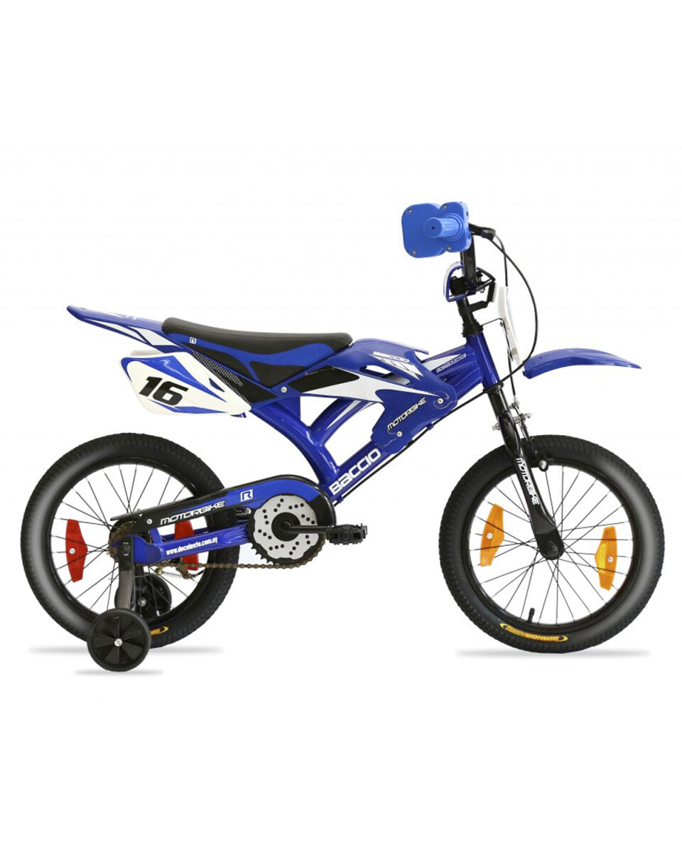 Bicicleta Baccio Motorbike rodado 16 con sonido - Azul 