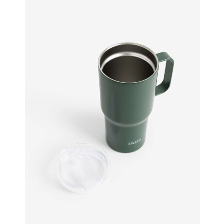 Vaso Metálico Con Asa Verde Oscuro