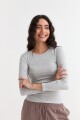Remera m/l acanalada cuello a la base GRIS MELANGE