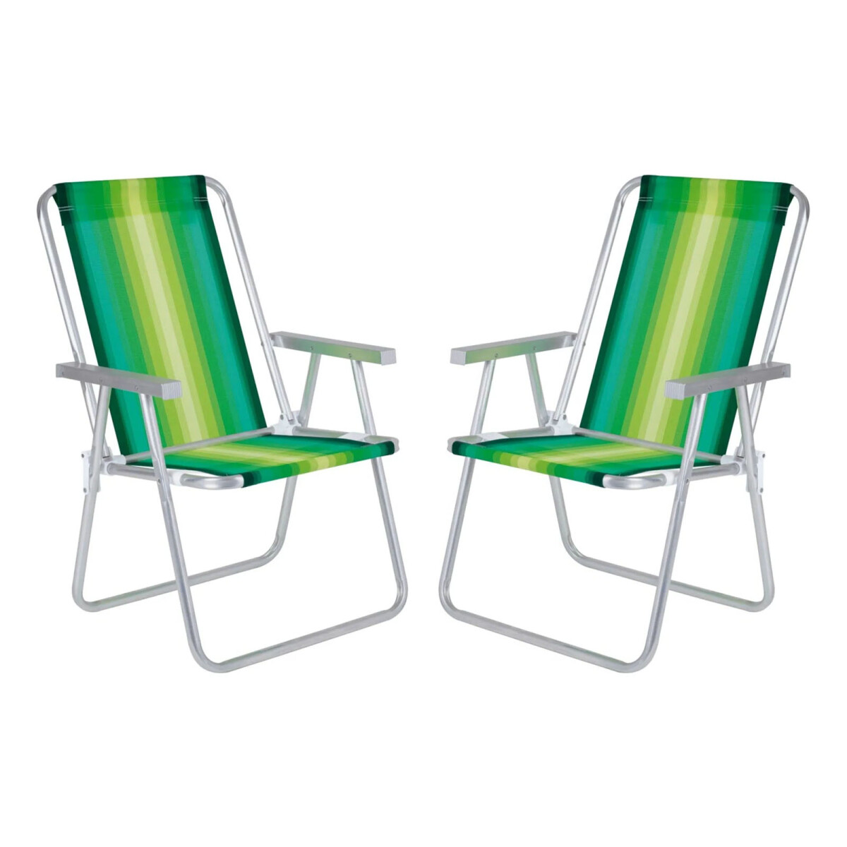 Set X2 Reposeras Sillas Alta Plegables Aluminio Conforto Mor - Verde 