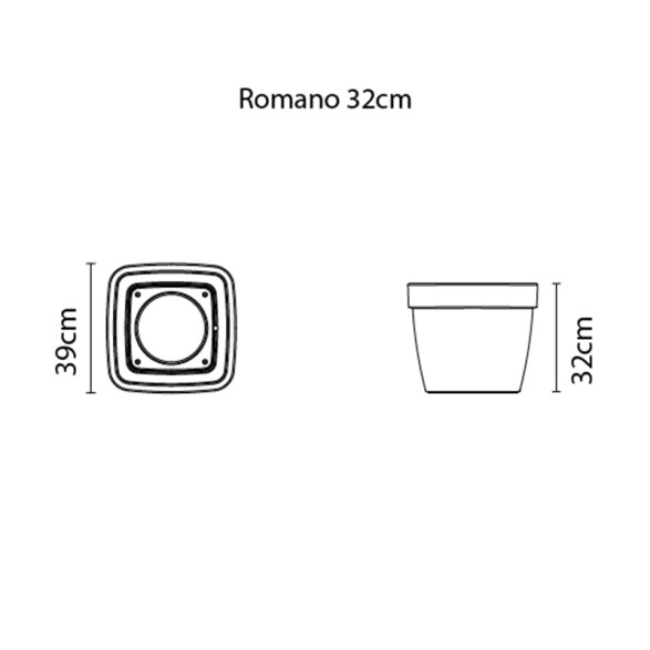 Maceta "ROMANO" 39 x 39 x 32cm. símil cemento -TRAMONTINA TD0346