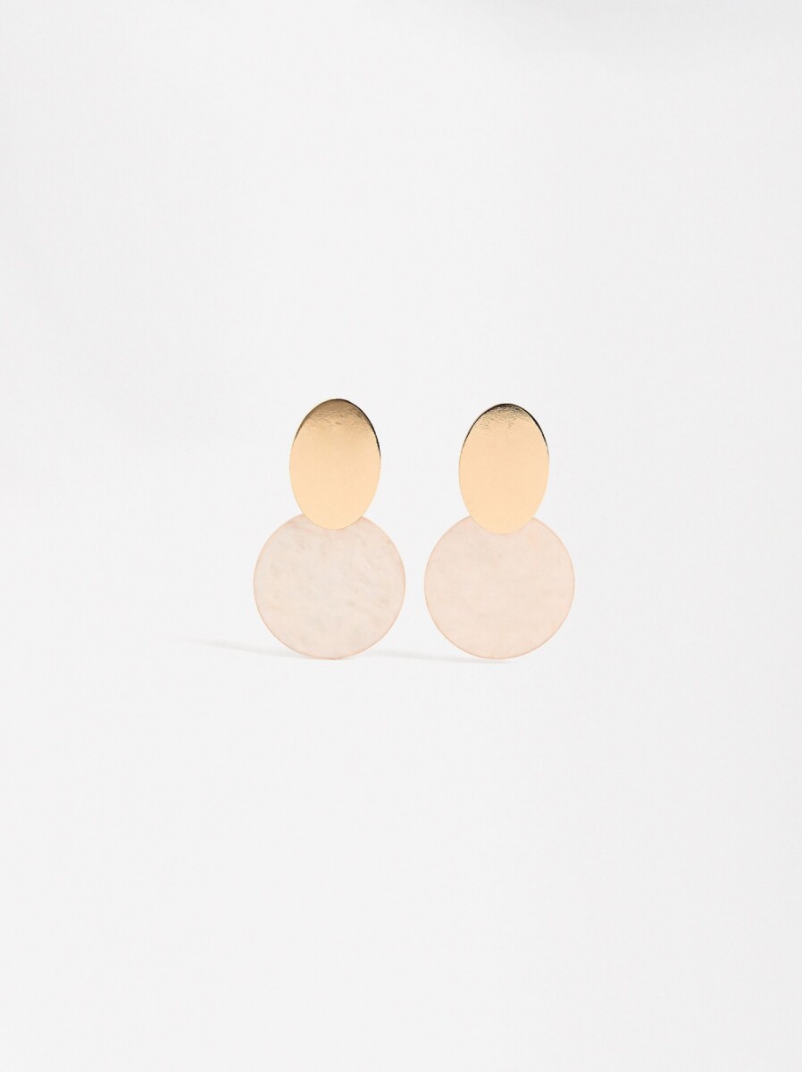 Pendientes De Círculo Esmaltado - beige 