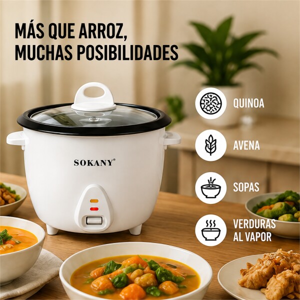 Olla Arrocera Eléctrica Sokany 1.8 L 700W con Keep Warm Blanco 1