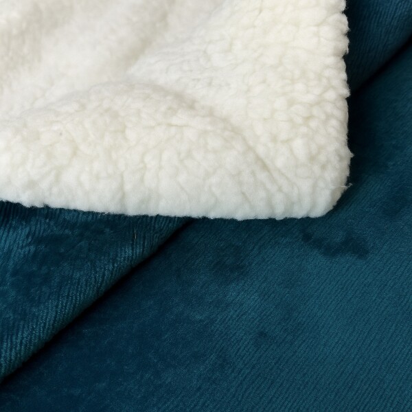 Frazada Manta Polar Con Corderito Acolchado 2 Plazas 230x200 Variante Color Verde Oscuro