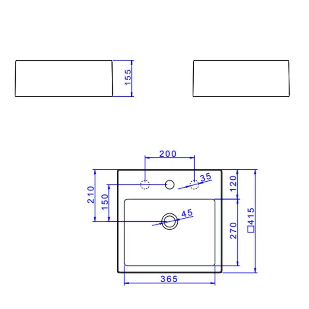 Bacha de apoyo cuadrada 41 cm c/mesa Blanco Deca Bacha De Apoyo Cuadrada 41 Cm C/mesa Blanco Deca
