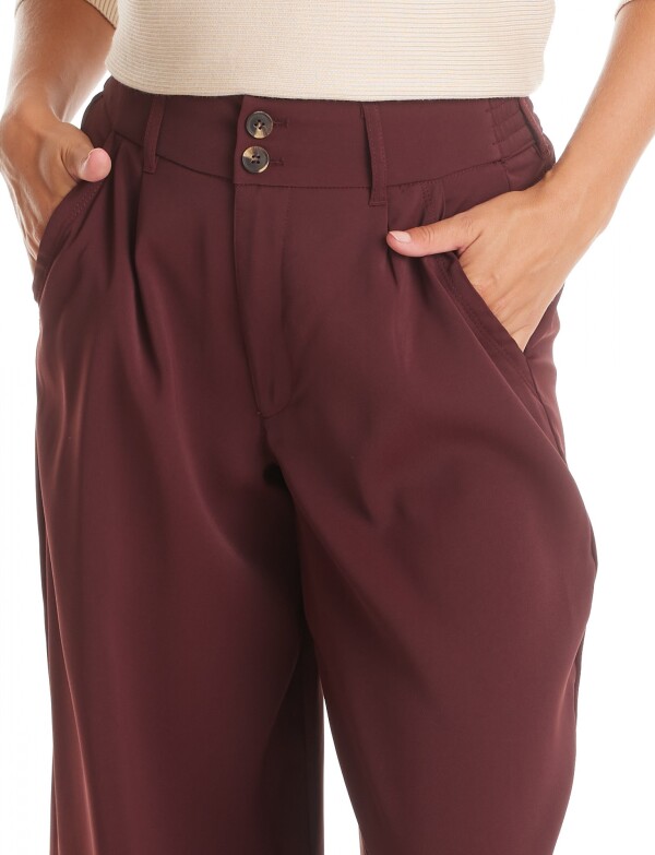 Palazzo Con Doble Botón & Cintura Elástica BORDEAUX