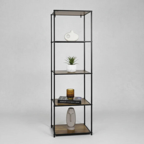 Estantería Vertical 5 Niveles Madera Y Metal Industrial Madera/negro