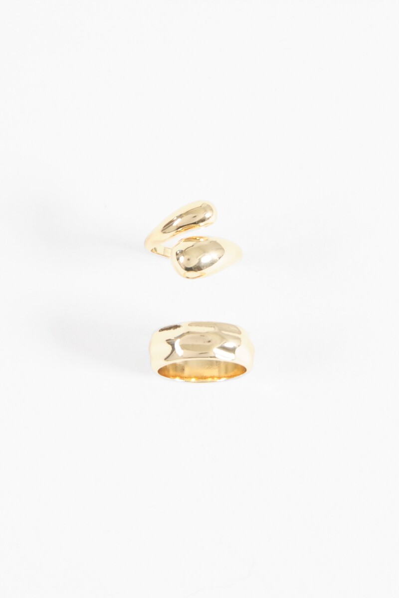 Set 2 anillos wavy dorado