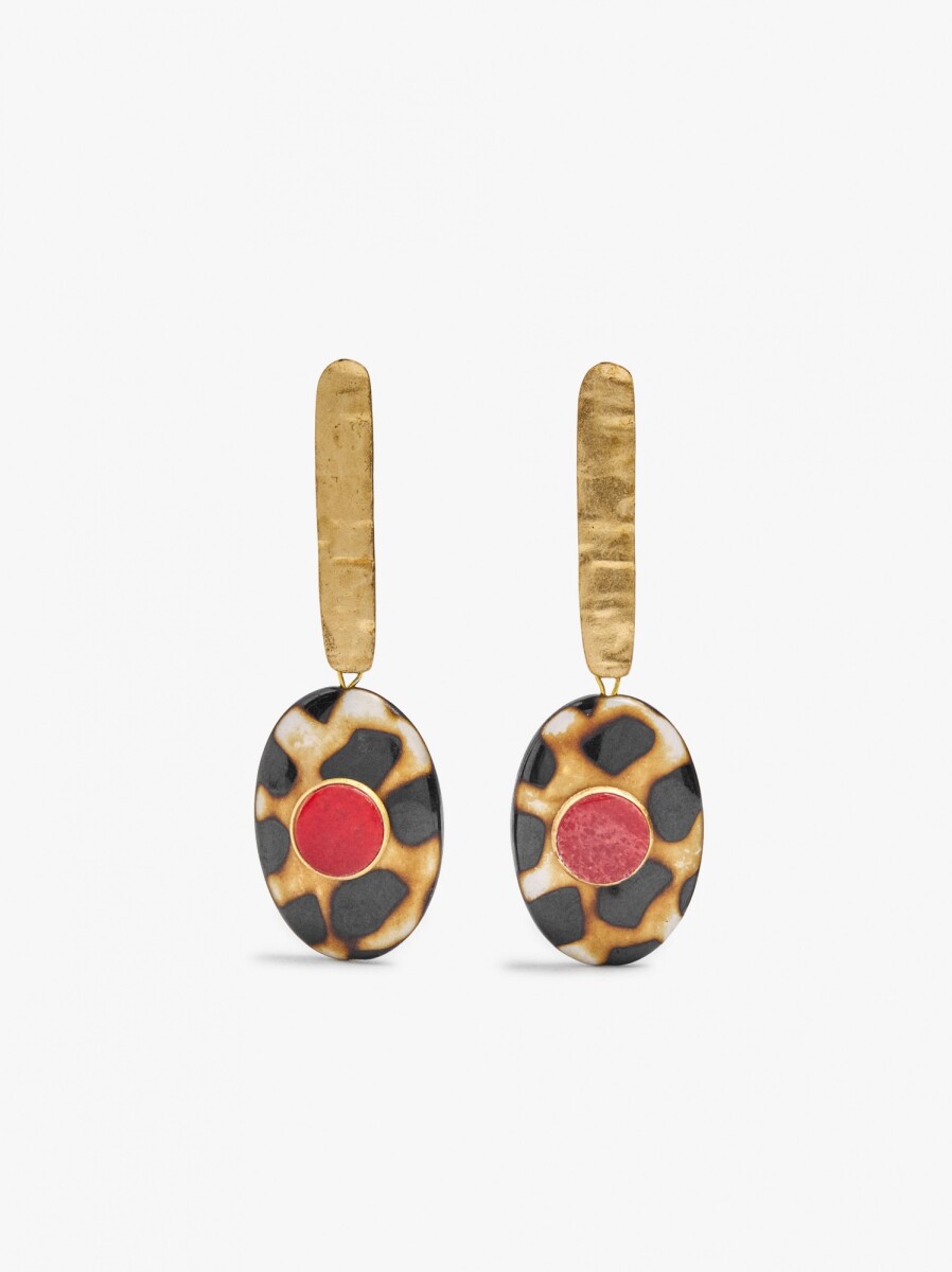Pendientes Maxi Con Piedra Y Resina - multicolor 