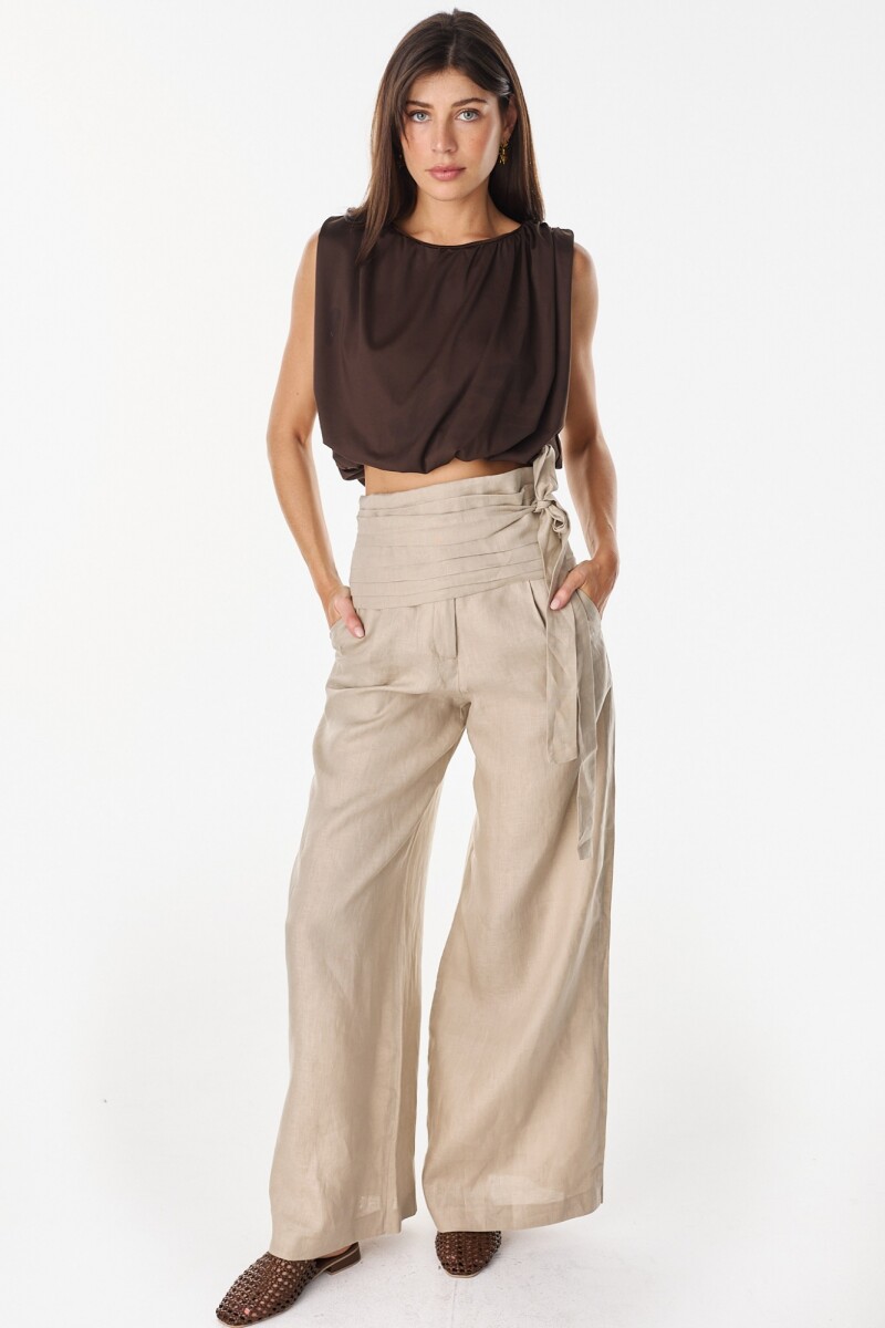 Pantalon Lino Soft Beige