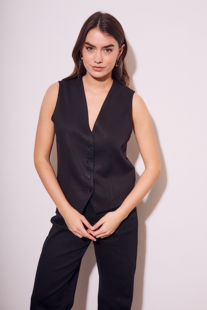 Chaleco Lino Negro