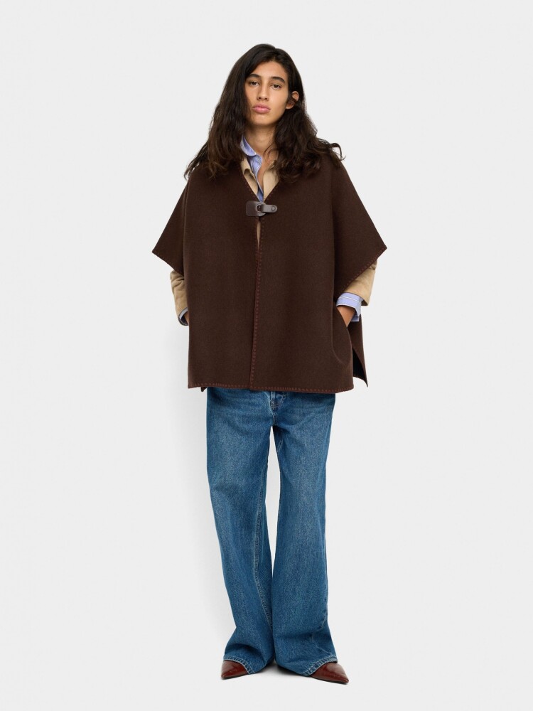 Poncho De Punto Con Hebilla marron