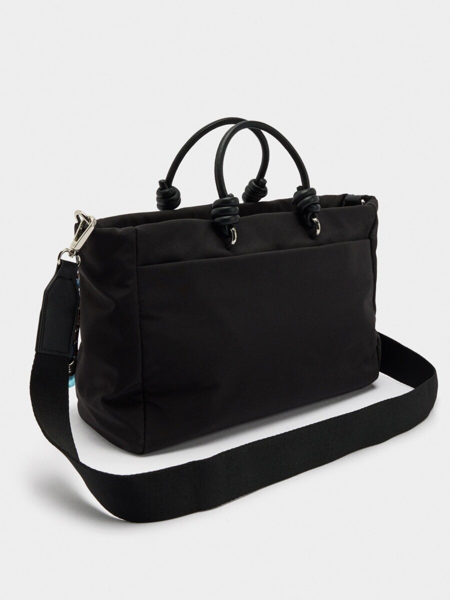 Bolso Tote De Nylon Con Colgante M negro