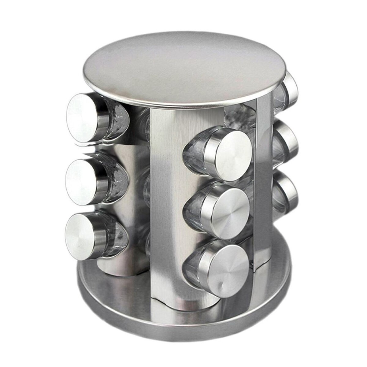 SET 12 PIEZAS ESPECIEROS CON SOPORTE ACERO MATE 