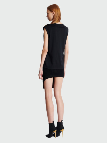 Balmain -Remera de algodón con estampado Balmain Paris Negro