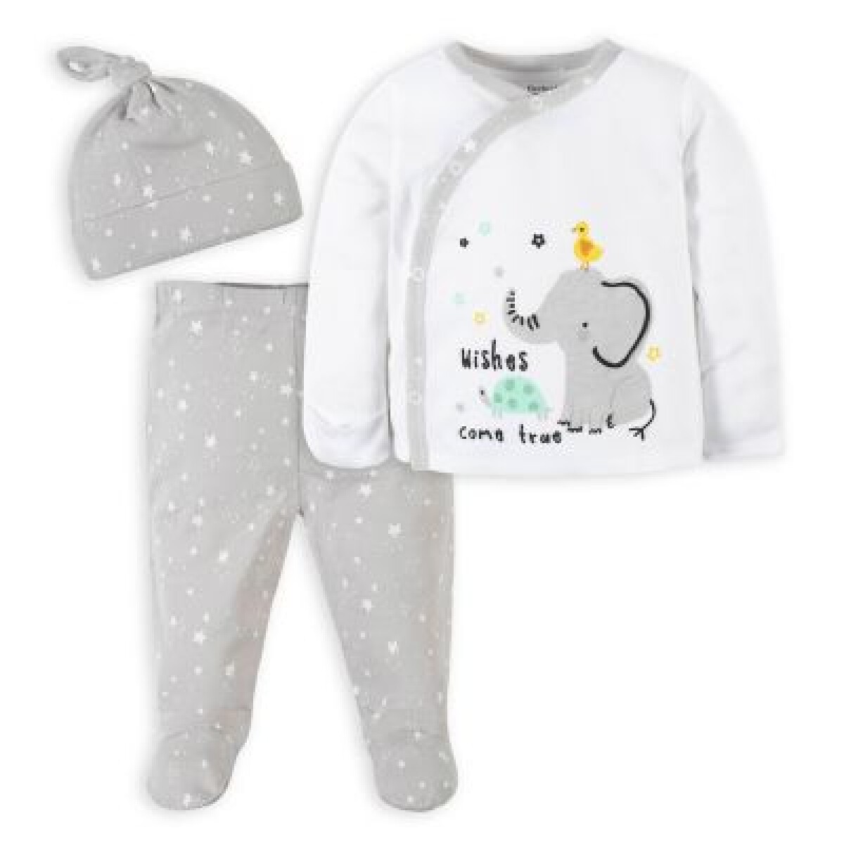 Batita cruzada, pelele con pie y gorro - baby animals 