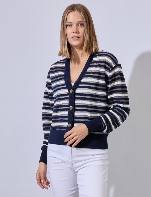 Cardigan Stripes AZUL/MULTI