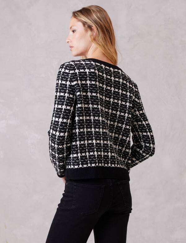 Cardigan Tejido Cuadrille NEGRO/BLANCO