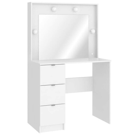 Tocador de Maquillaje Vanity con Espejo 3 Cajones y Porta Lámparas - Blanco Tocador de Maquillaje Vanity con Espejo 3 Cajones y Porta Lámparas - Blanco
