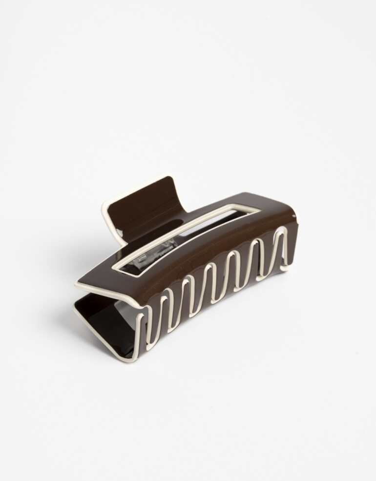 Broche Glossy Broche Rectangular Bicolor - Marron Chocolate