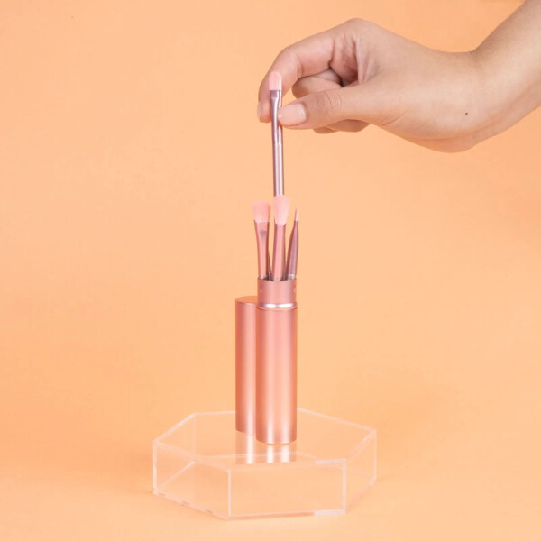 Brocha para ojos con estuche 5pcs rosa