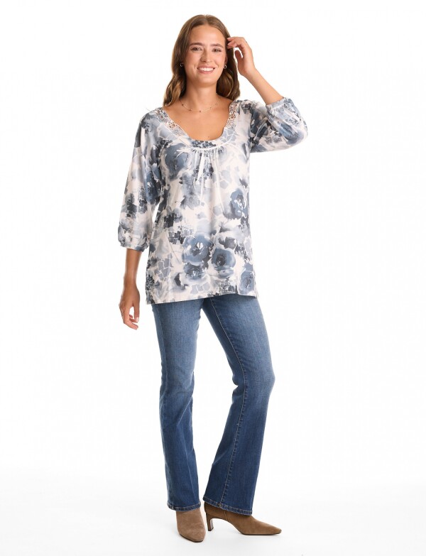 Blusa Tejida Print MULTI/GRIS