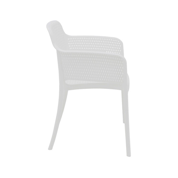 Silla apilable blanca "GABRIELA" con posabrazos -TRAMONTINA TD0660