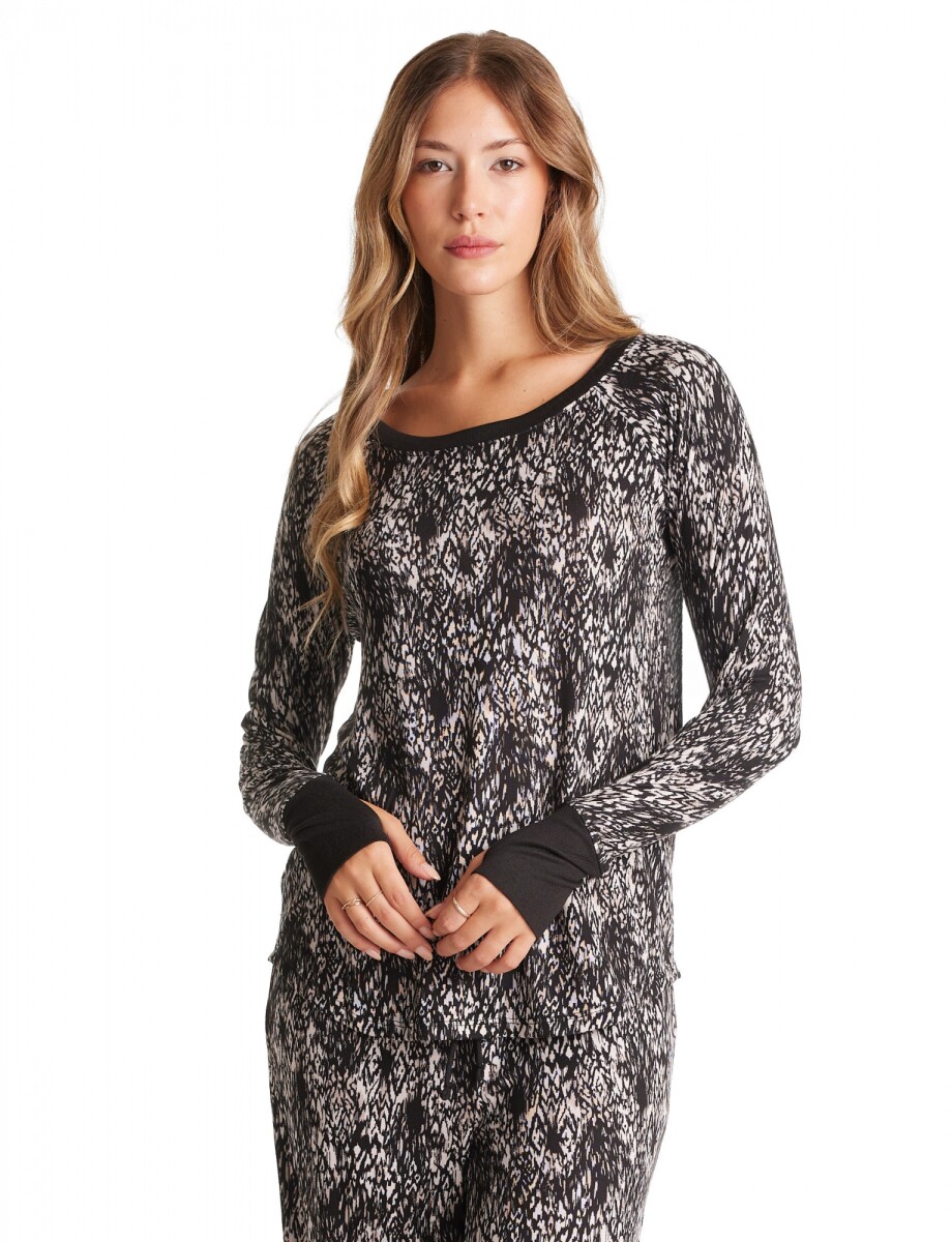 Pijama Con Pantalon - Negro/multi 