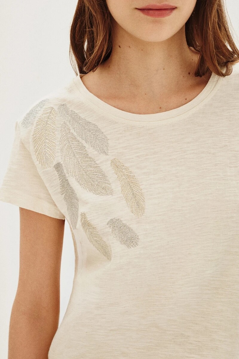 Remera Mix Feather Crudo
