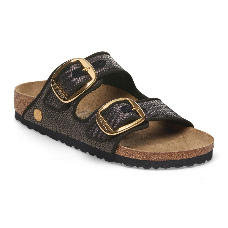 Sandalia Arizona Big Buckle Raffia Black