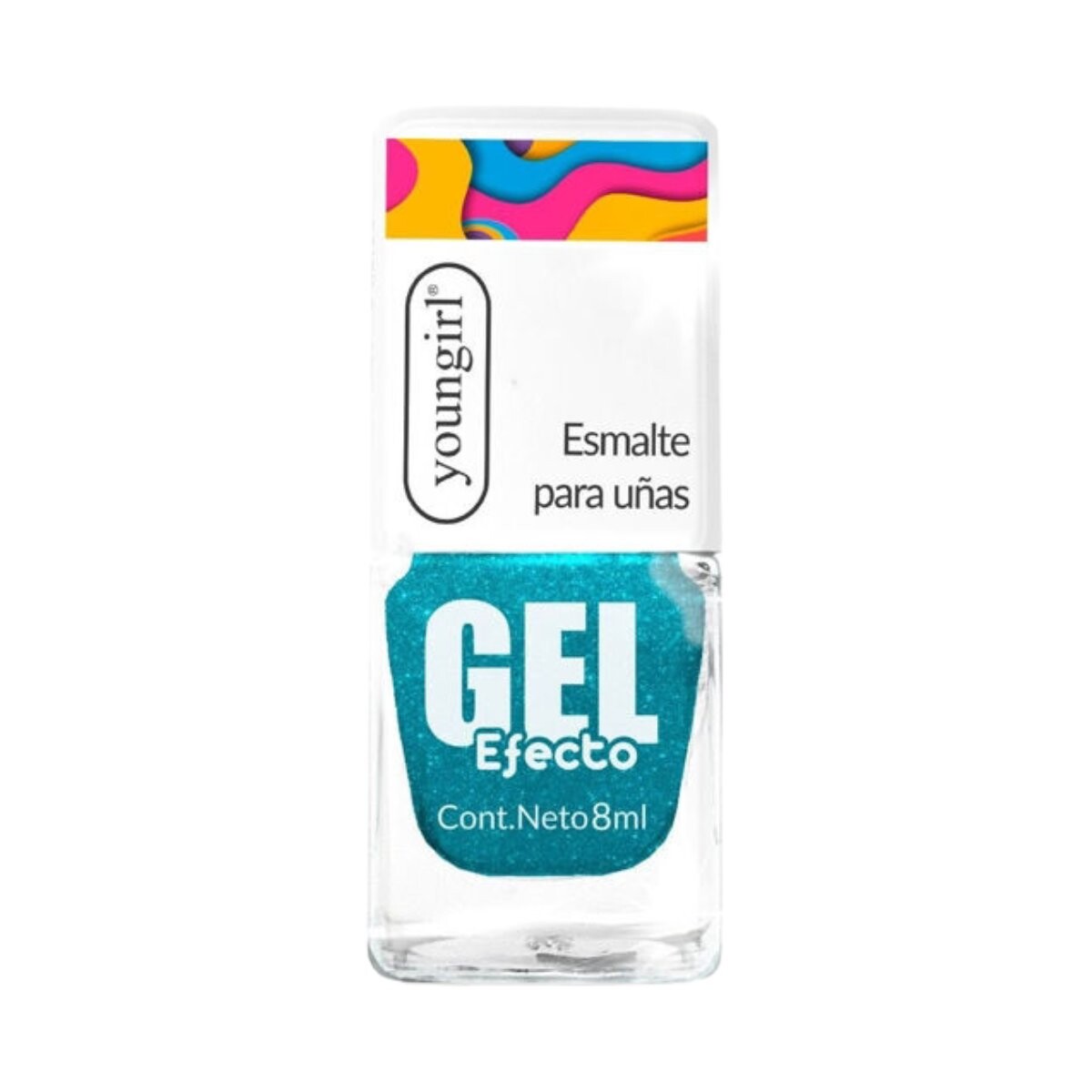 ESMALTE PARA UÑAS EFECTO GEL YOUNGIRL 8ML NUMERO 25- VERDE AGUA GLITTER 