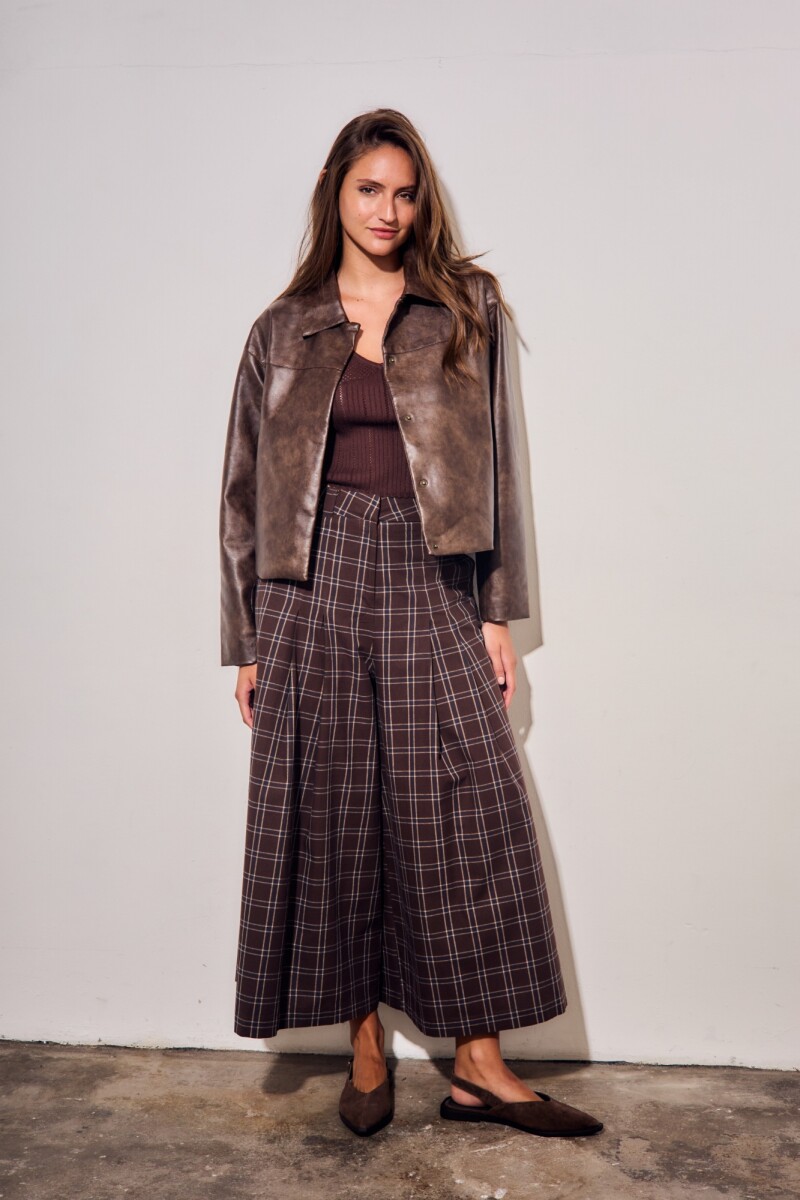 Pantalón Extra Wide Cuadros Marino