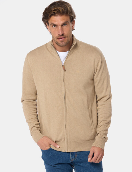 CAMPERA TEJIDA DE ALGODÓN Beige