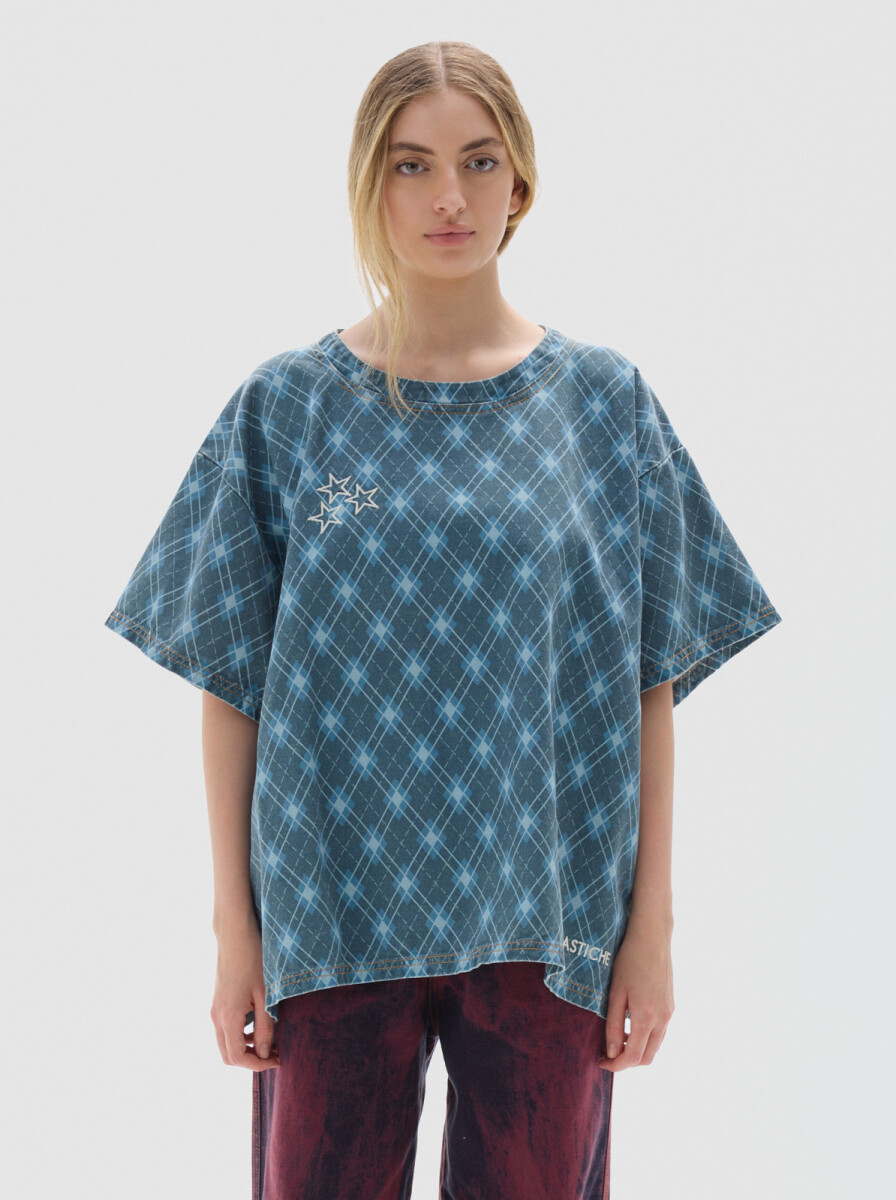 T-shirt Row Print - Blue 