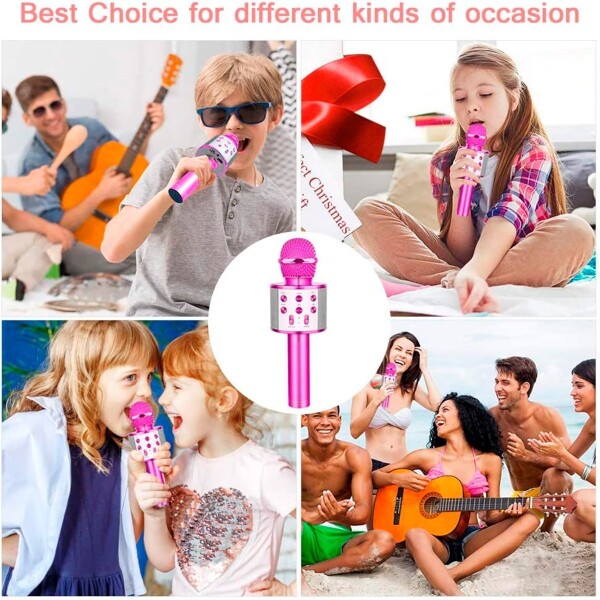 Micrófono Karaoke + Parlante Bluetooth Usb Rosado Niños Variante Color Violeta