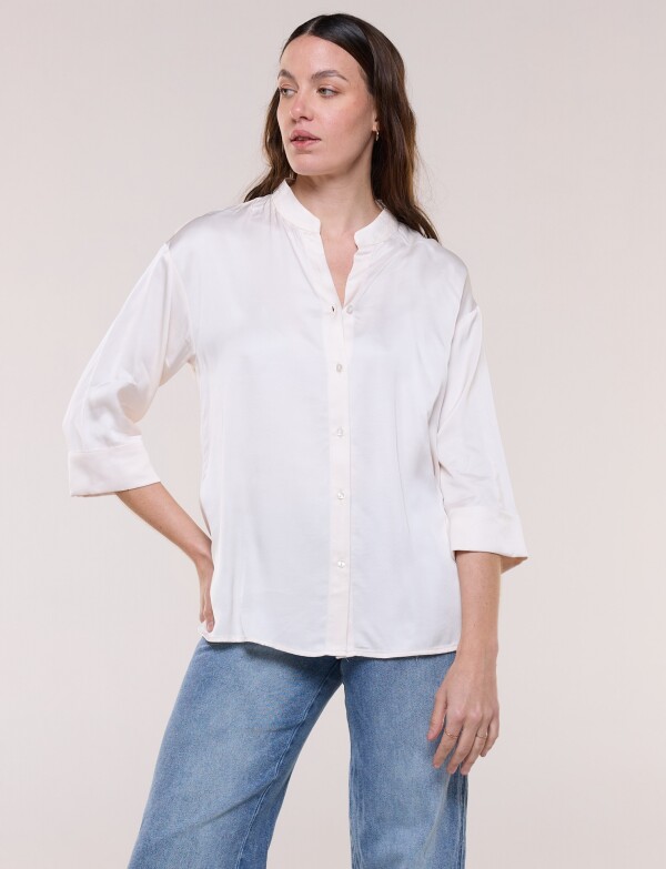 Camisa Holgada De Saten BEIGE CLARO