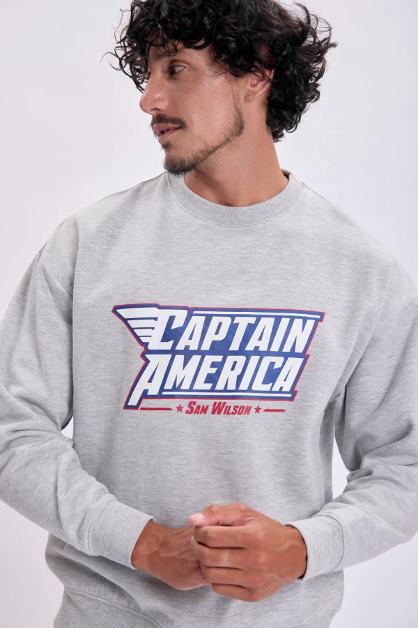 Buzo deportivo oversize Capitán América Gris Melange