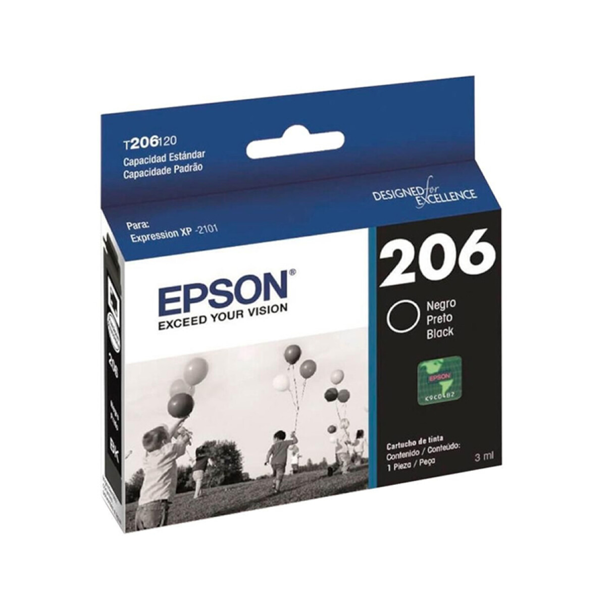 Cartucho de Tinta Epson T206 para Impresora Epson XP2101 - Black 