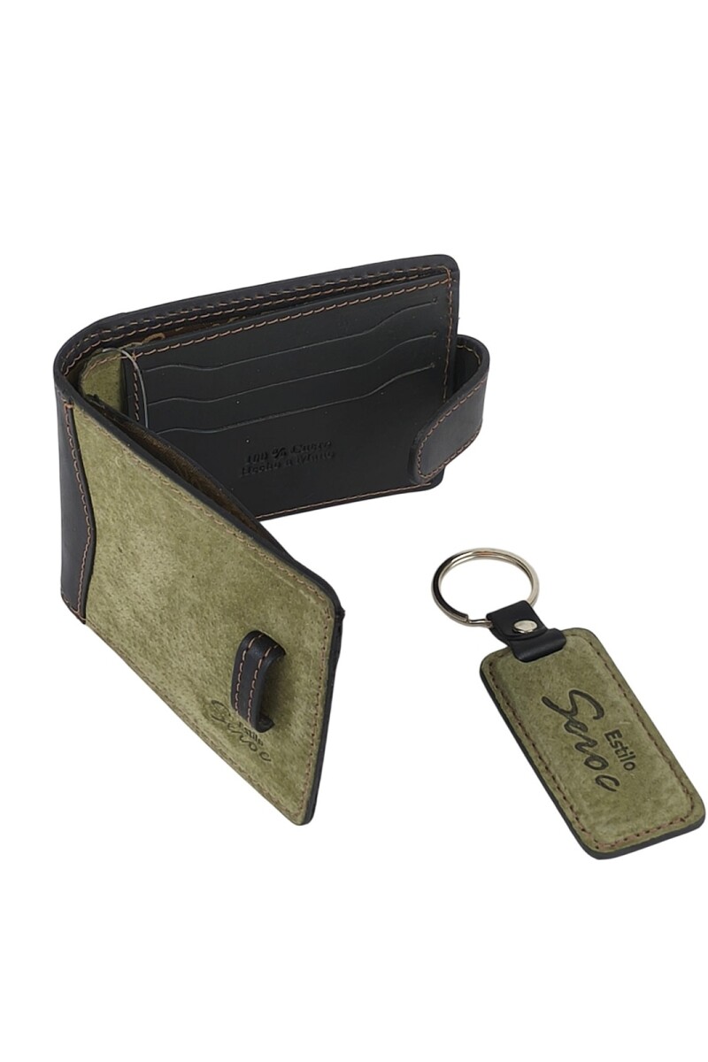 Set de billetra y llavero verde