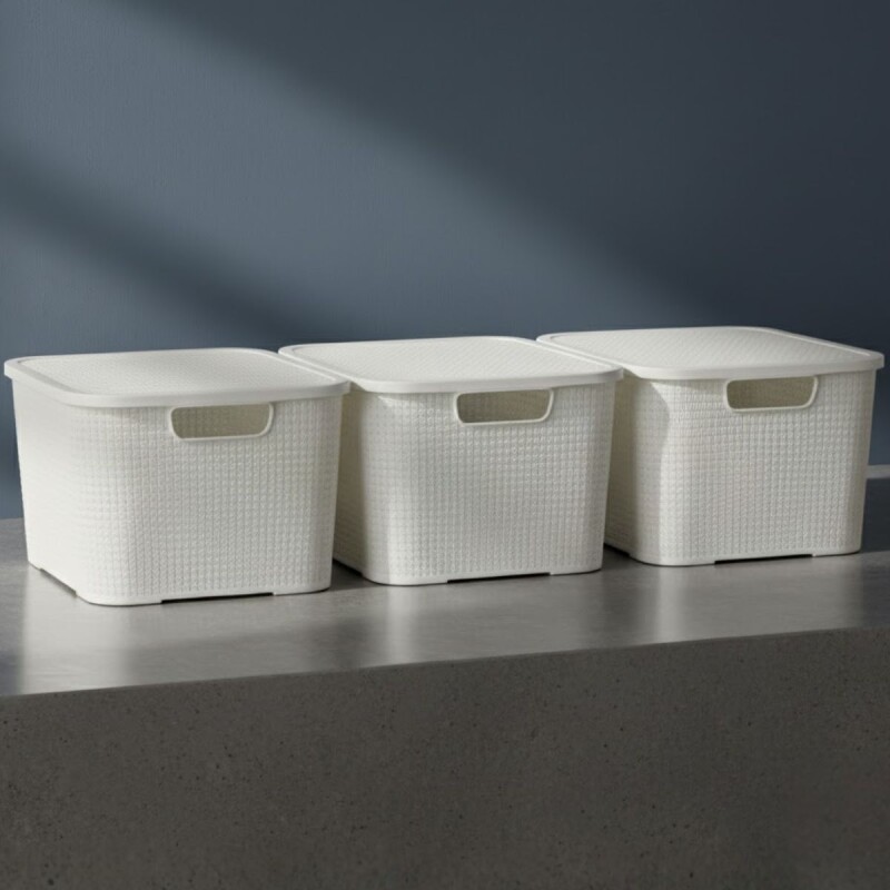 Set x3 Caja ratán 15 lts BLANCO