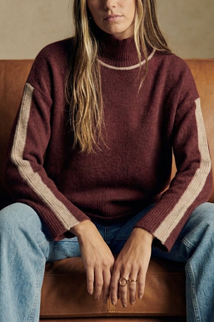 Polera Combinada Bordeaux