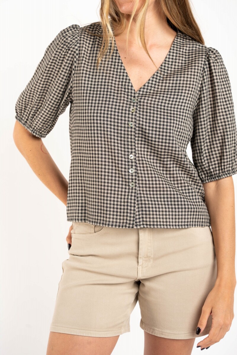 Blusa Gingham Negro
