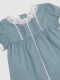 Vestidode Lino Con Tiras Bordadas Verde