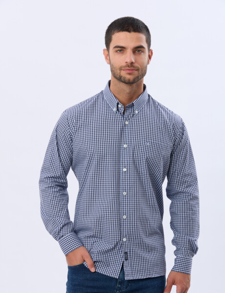 CAMISA SPORT A CUADROS Celeste